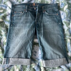 7 For All Mankind Blue Denim Bermudas